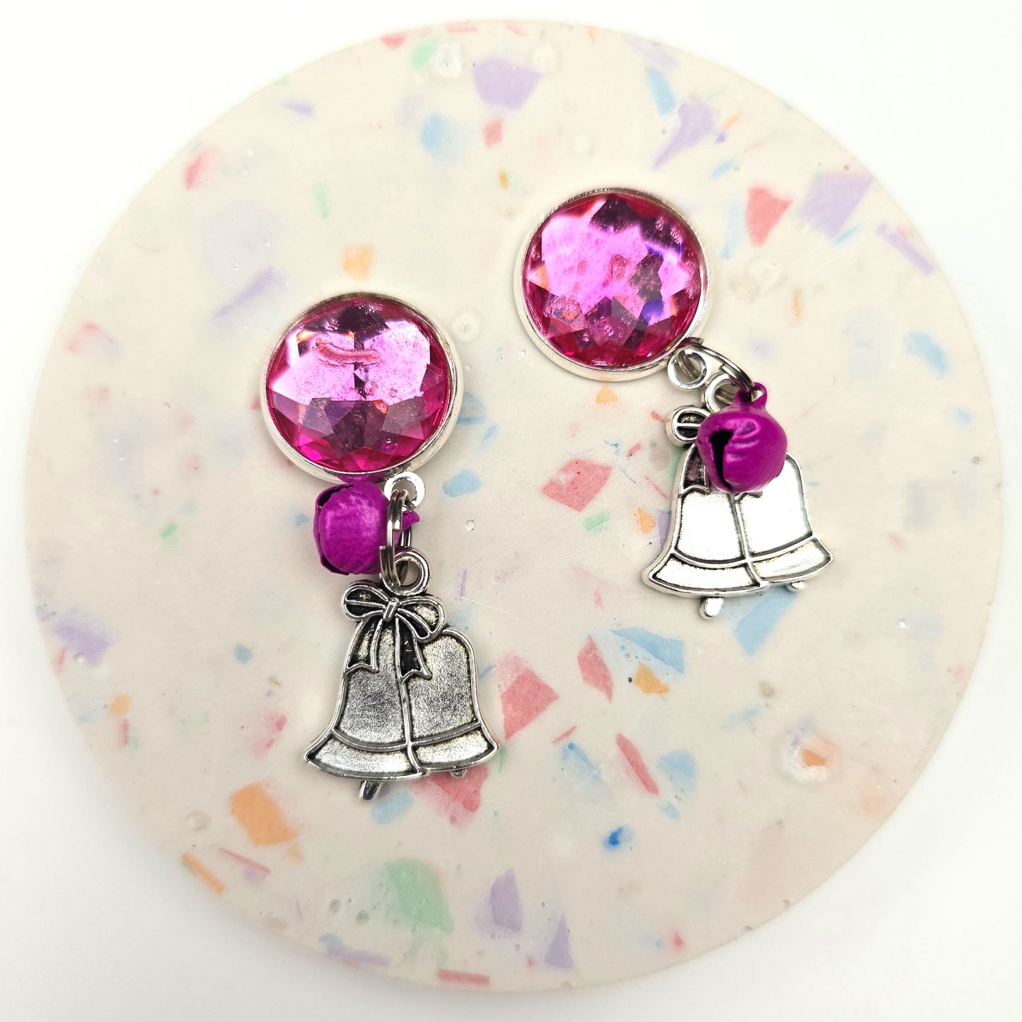 Discontinued Pink Christmas bells charm Dangly