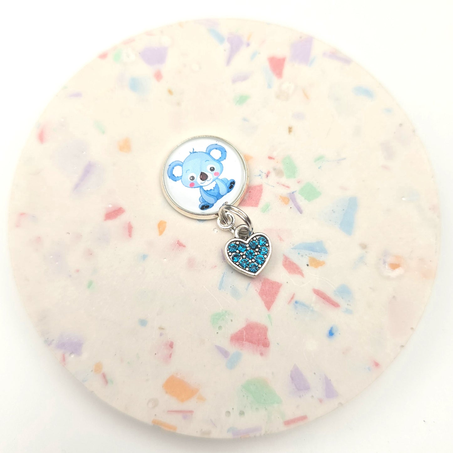 Discontinued Koala with Blue Heart Charm Dangly.