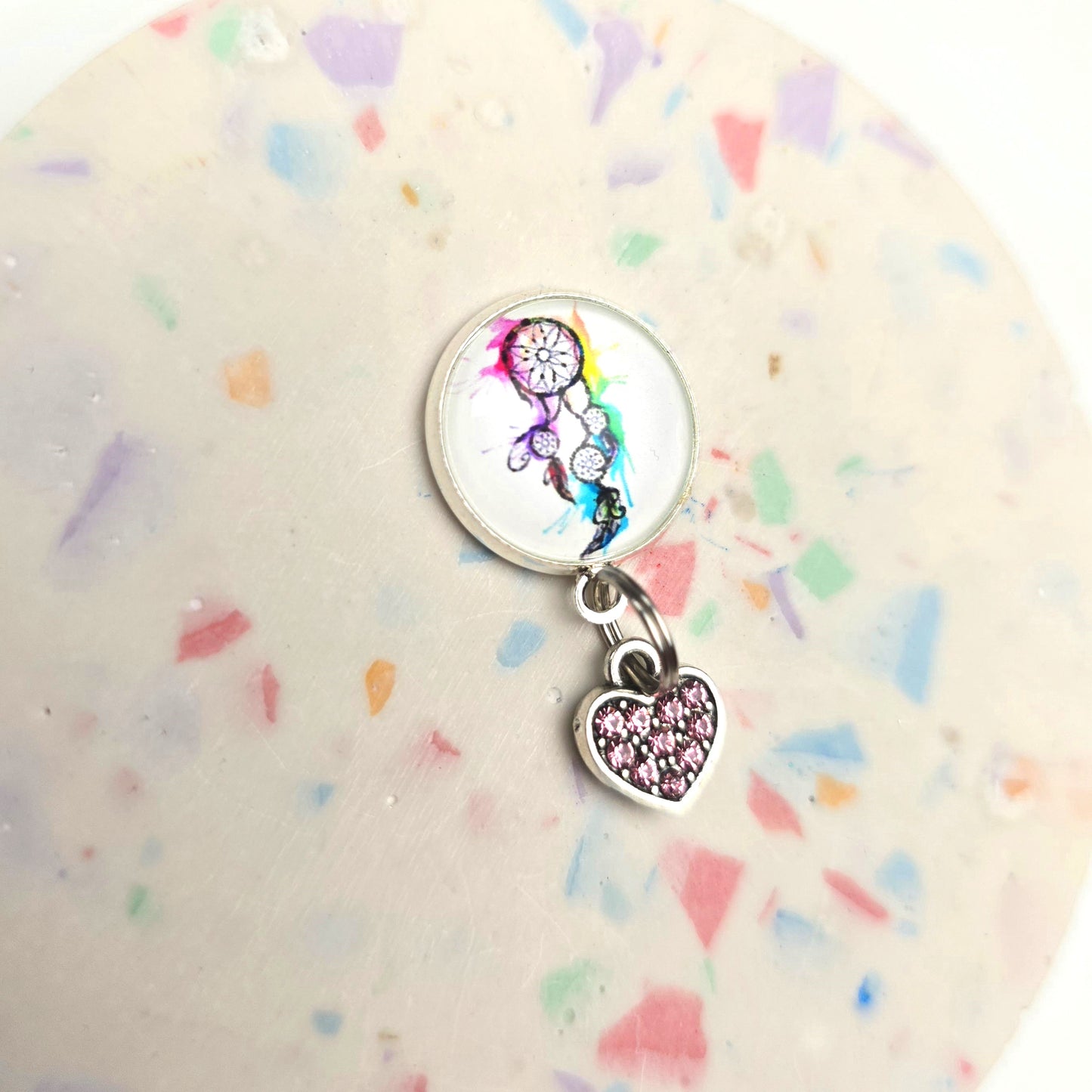 Discontinued Dream Catcher top with Pink Heart Dangly