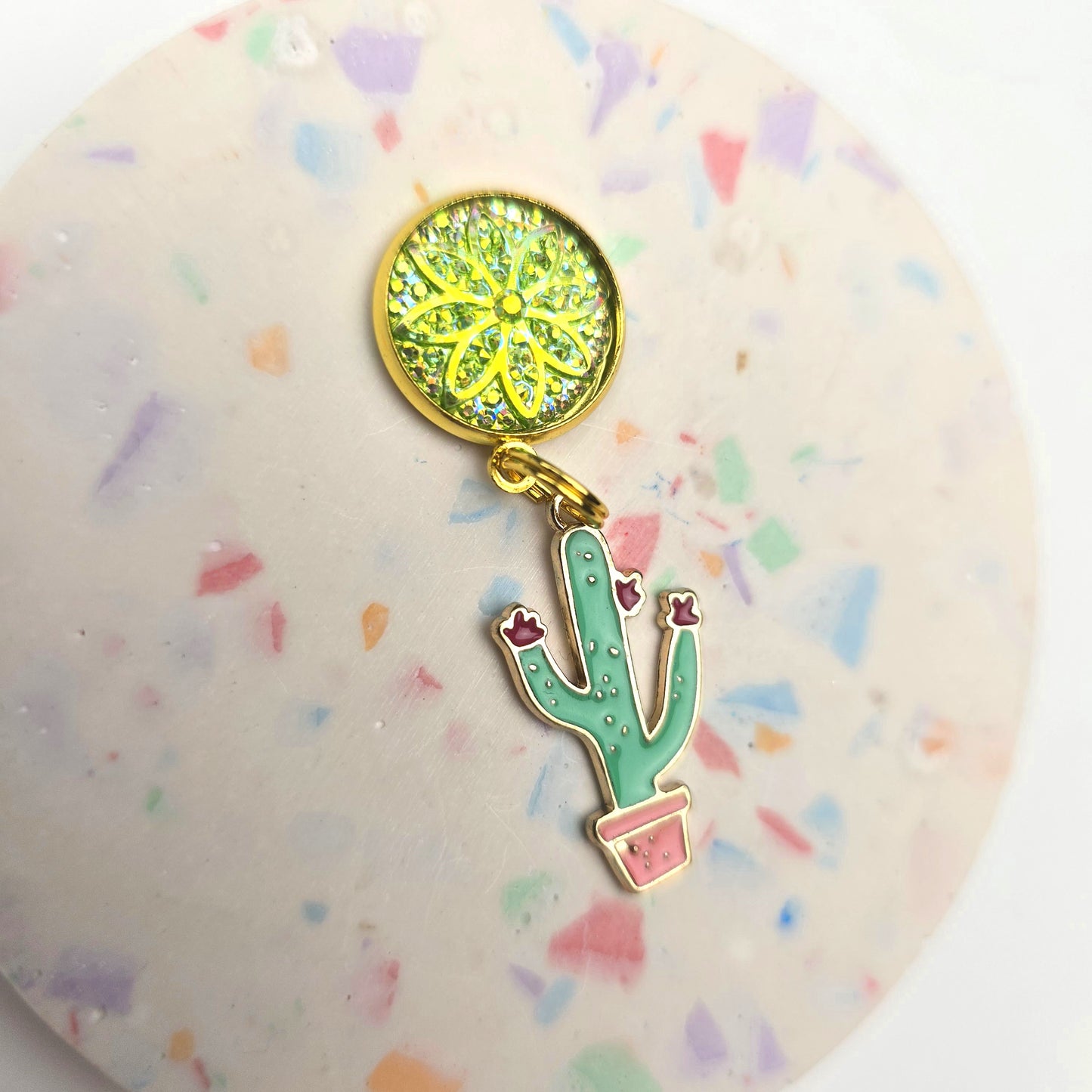 Green Cactus Charm Dangly