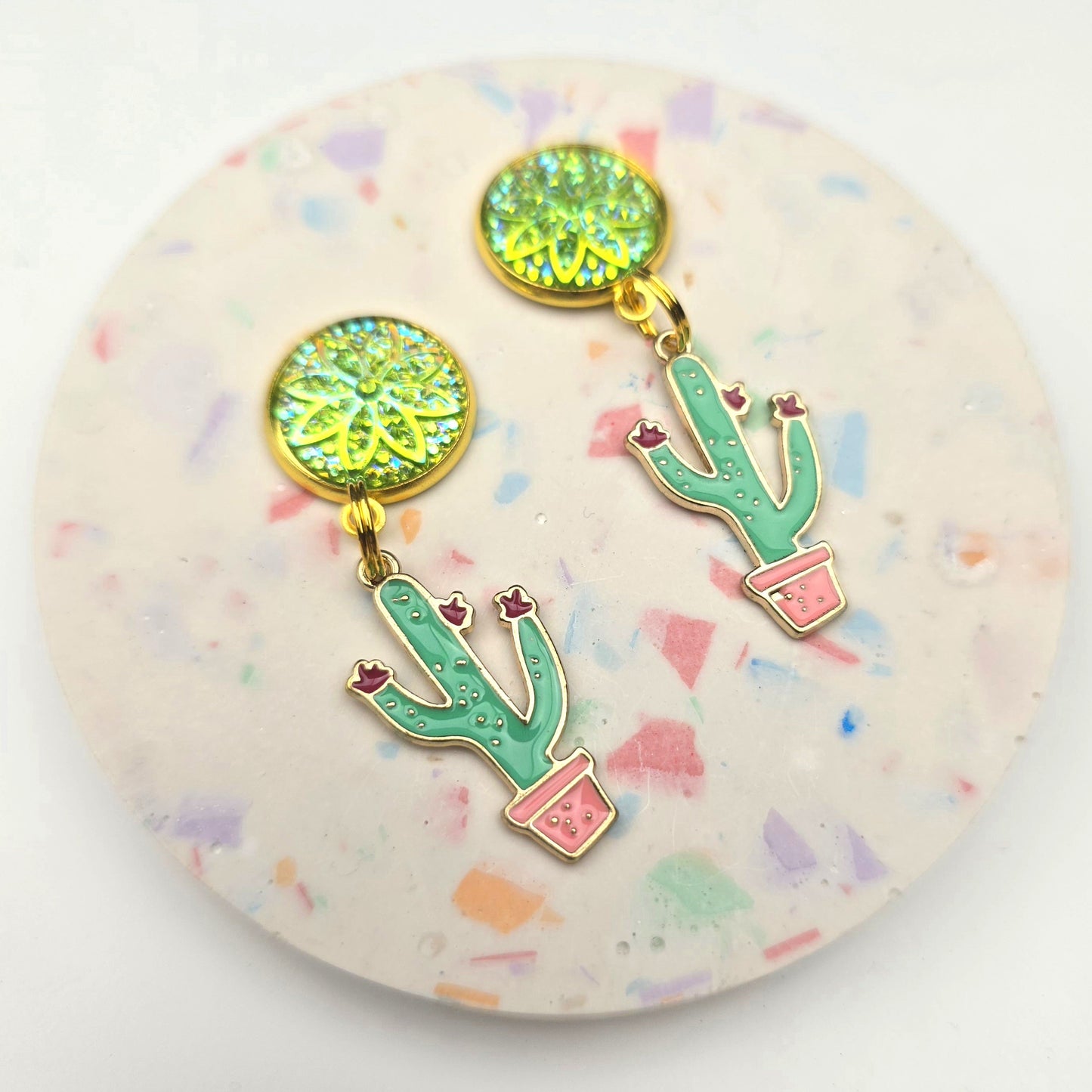 Green Cactus Charm Dangly