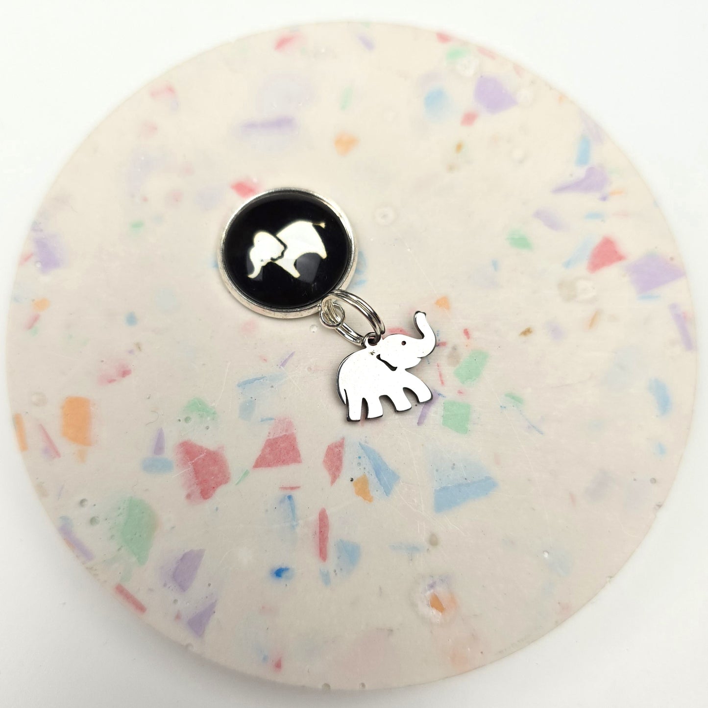 Black top little elephant Charm Dangly