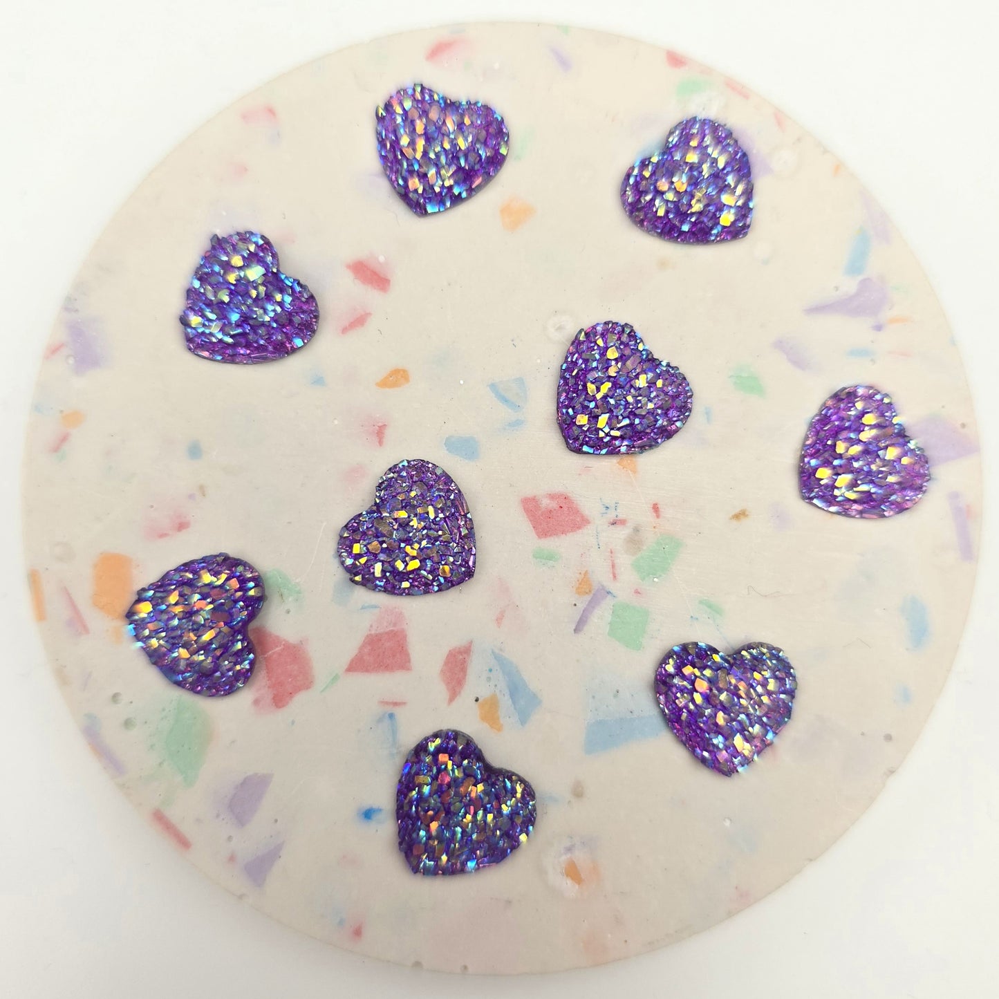 Flat Back Embellishment - Mini Glitter Hearts - Purple