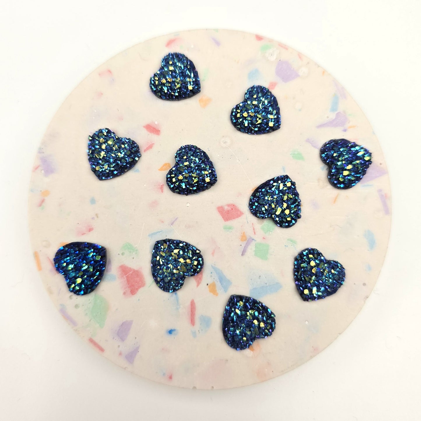 Flat Back Embellishment - Mini Glitter Hearts - Dark Blue