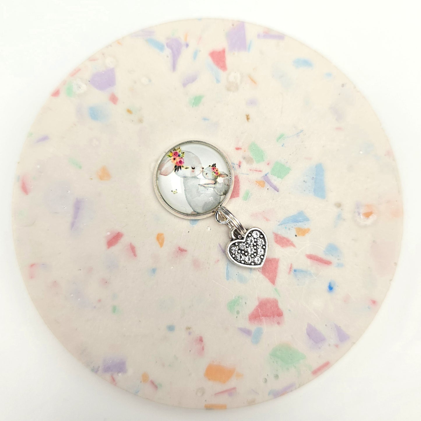 Kising Bunny With bling heart charm dangly