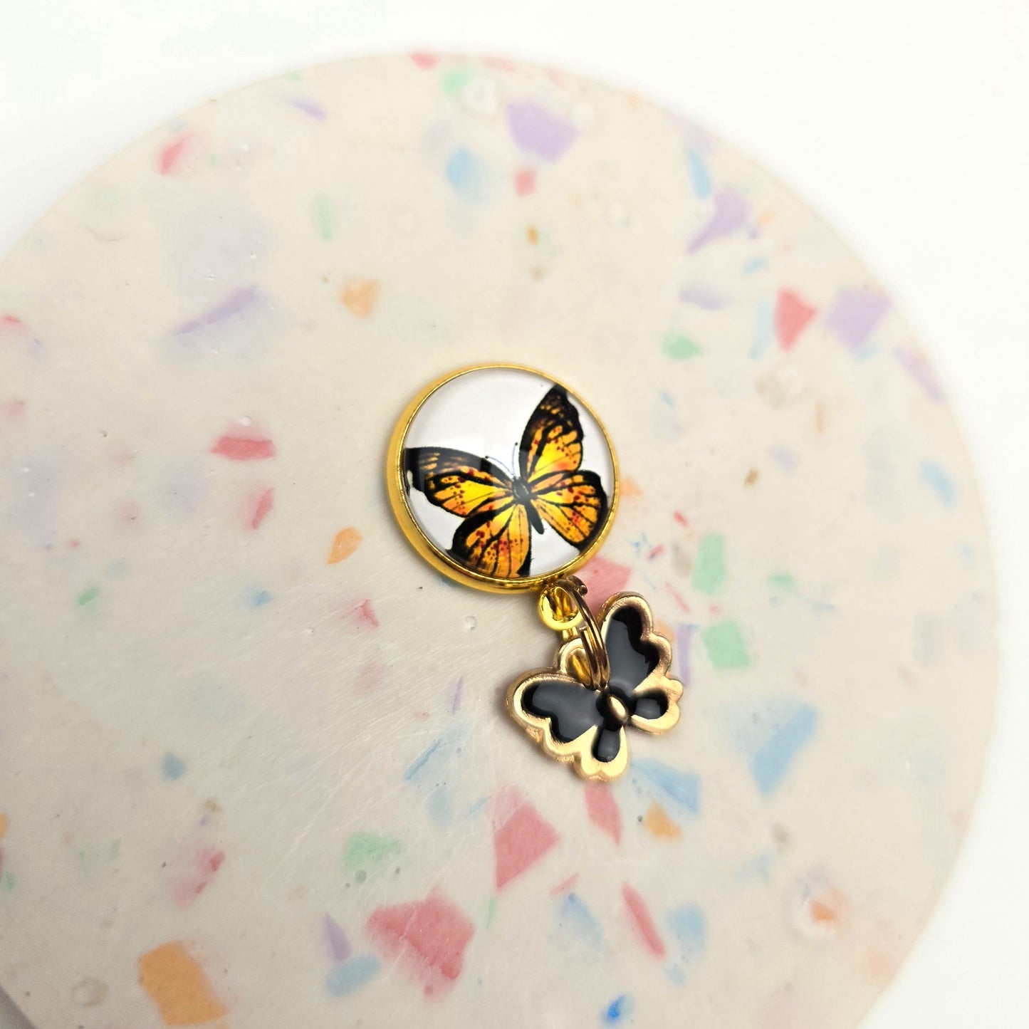 Orange with Black Butterfly Charm Dangly