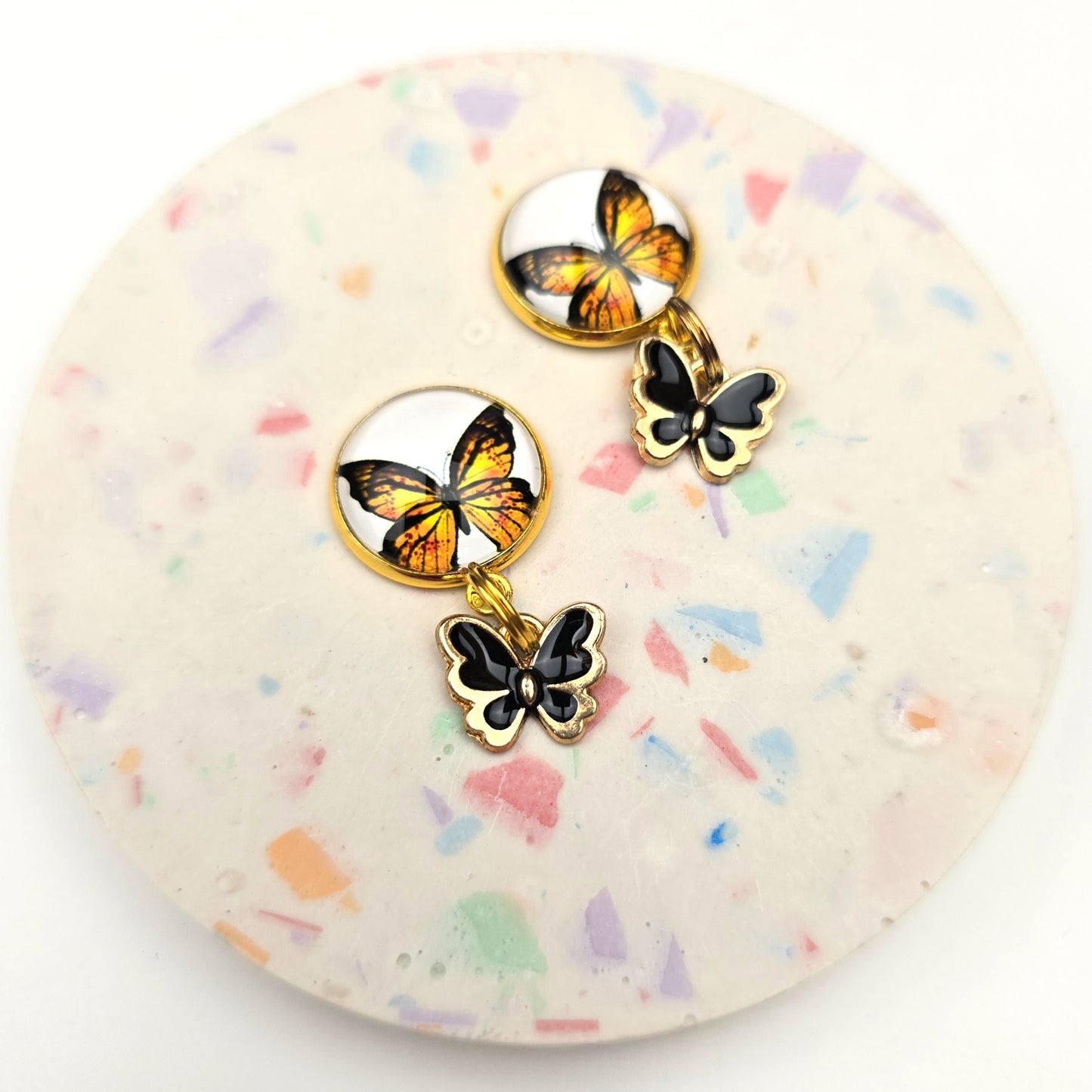Orange with Black Butterfly Charm Dangly