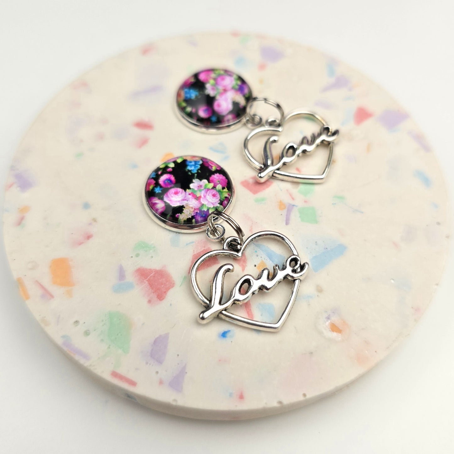 Floral Top with Love Heart Charm Dangly