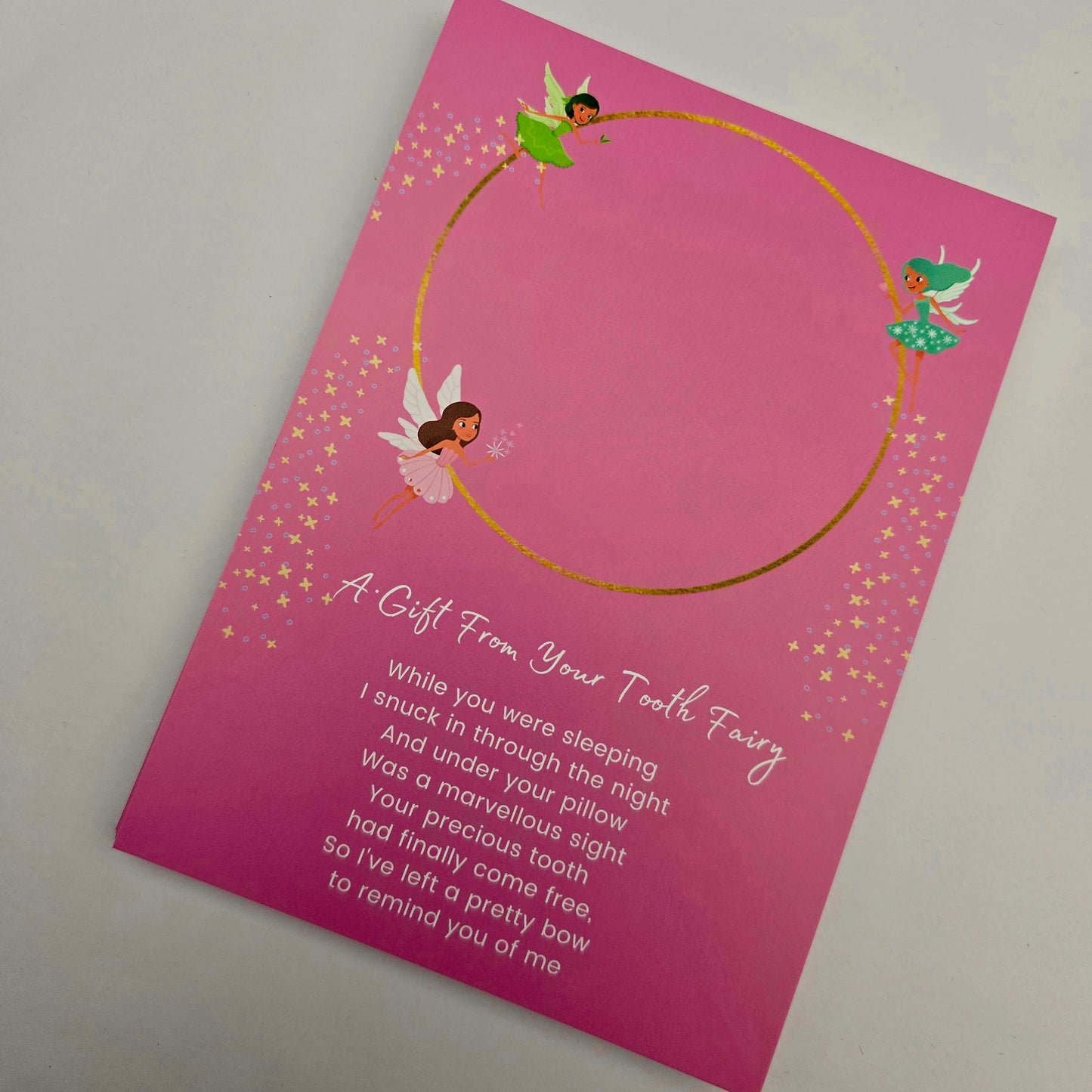 A6 Bow Backing Cards - Tooth Fairy Poem X50