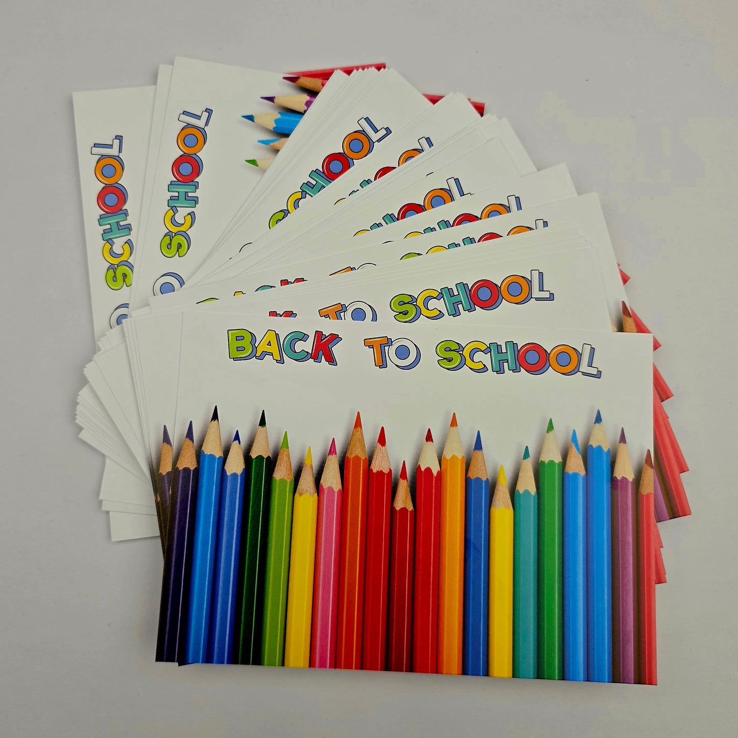 A6 Bow Backing Cards - Back To School Pencils X50