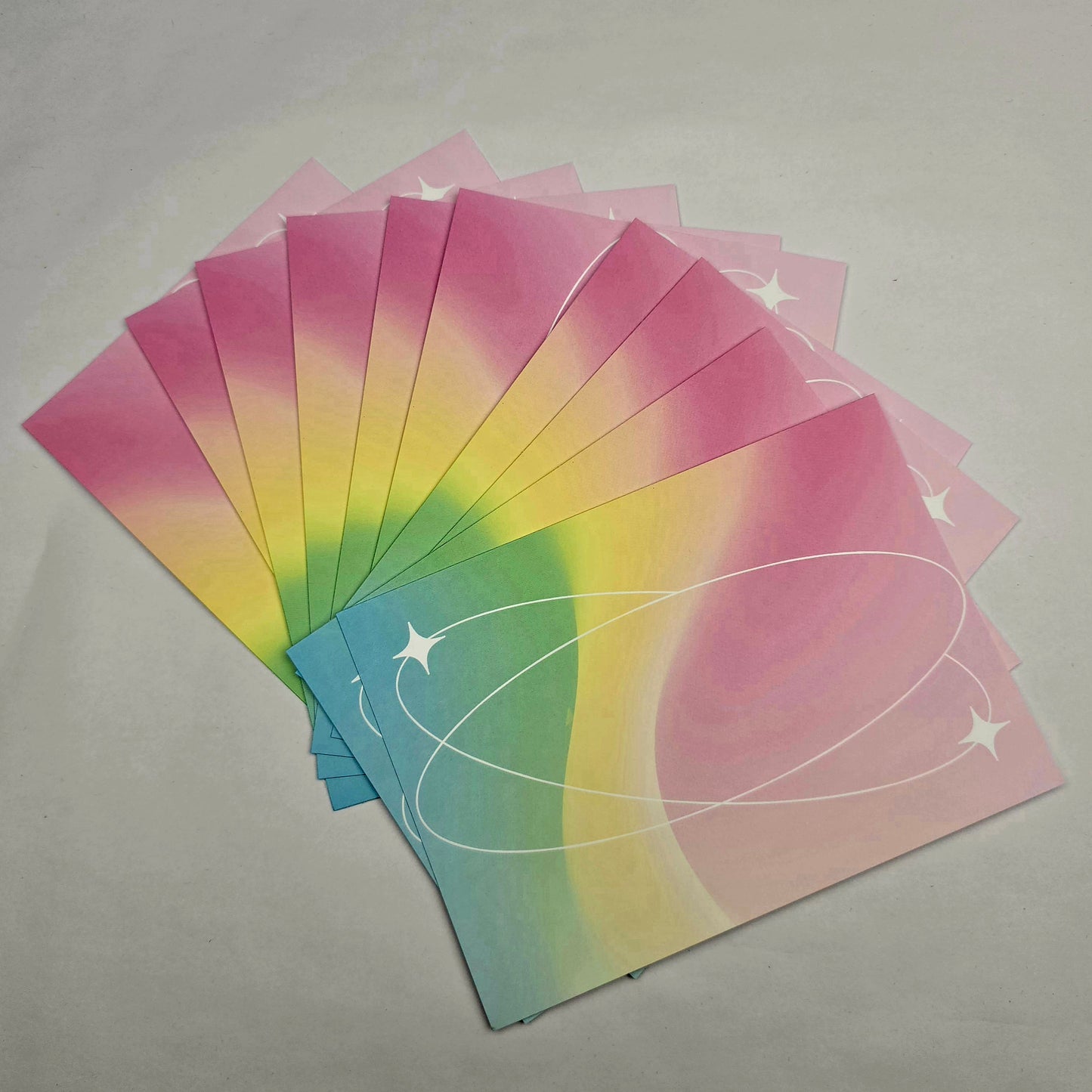 A6 Bow Backing Cards - Ombre Rainbow