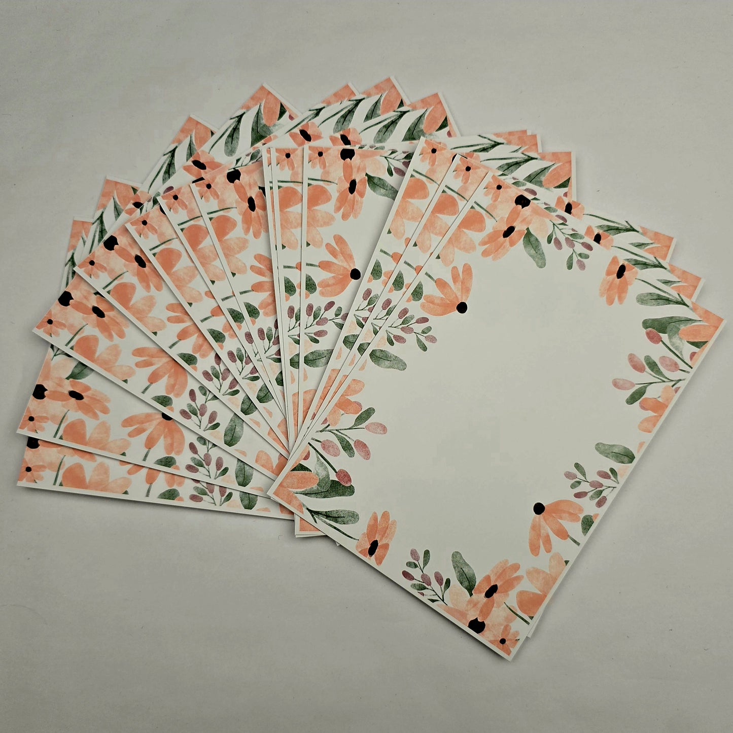 A6 Bow Backing Cards - Peach Flowers