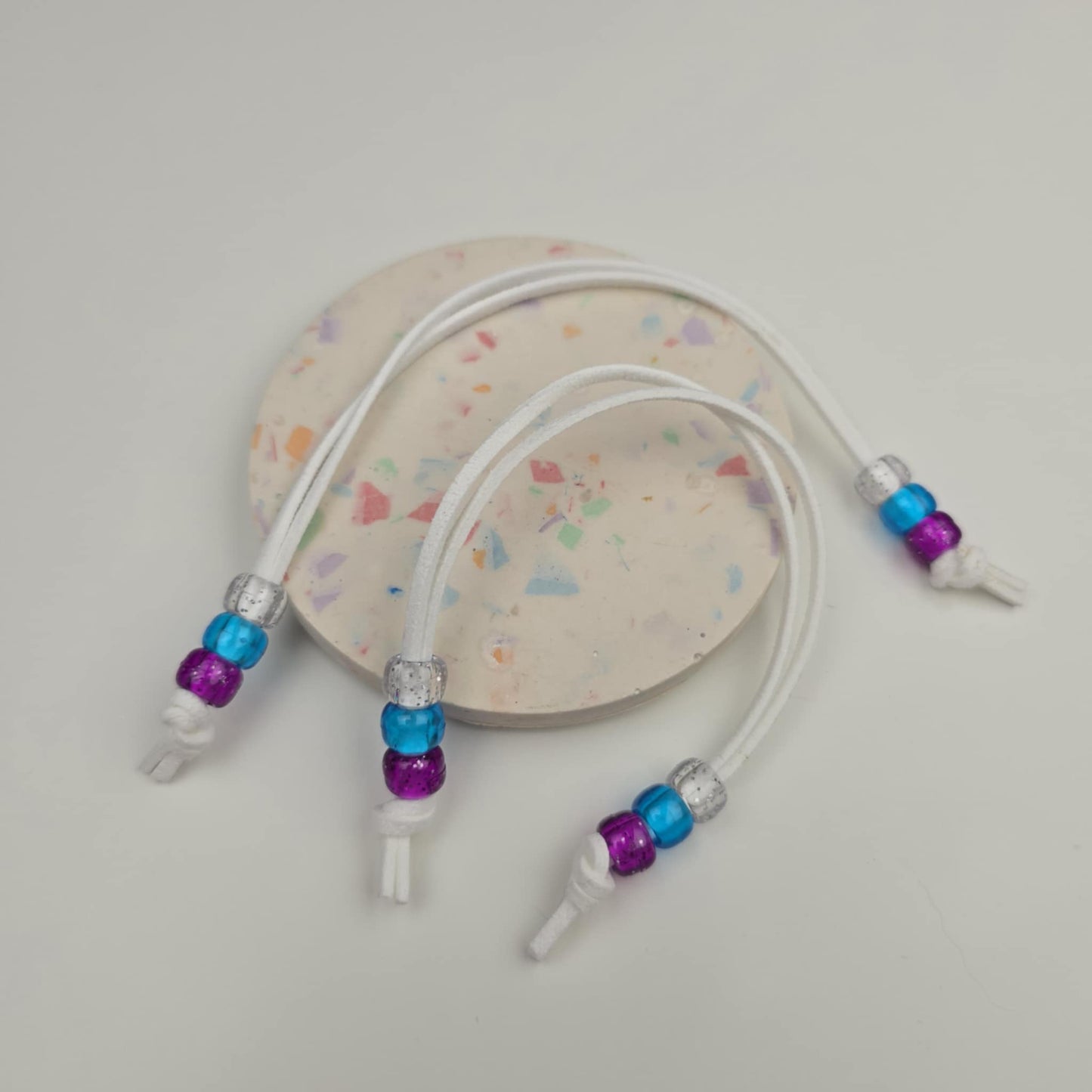 White, purple & blue Bow beads