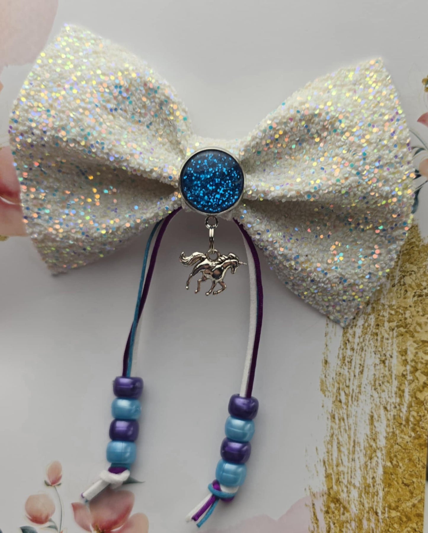 Blue and Purple Bow Beads