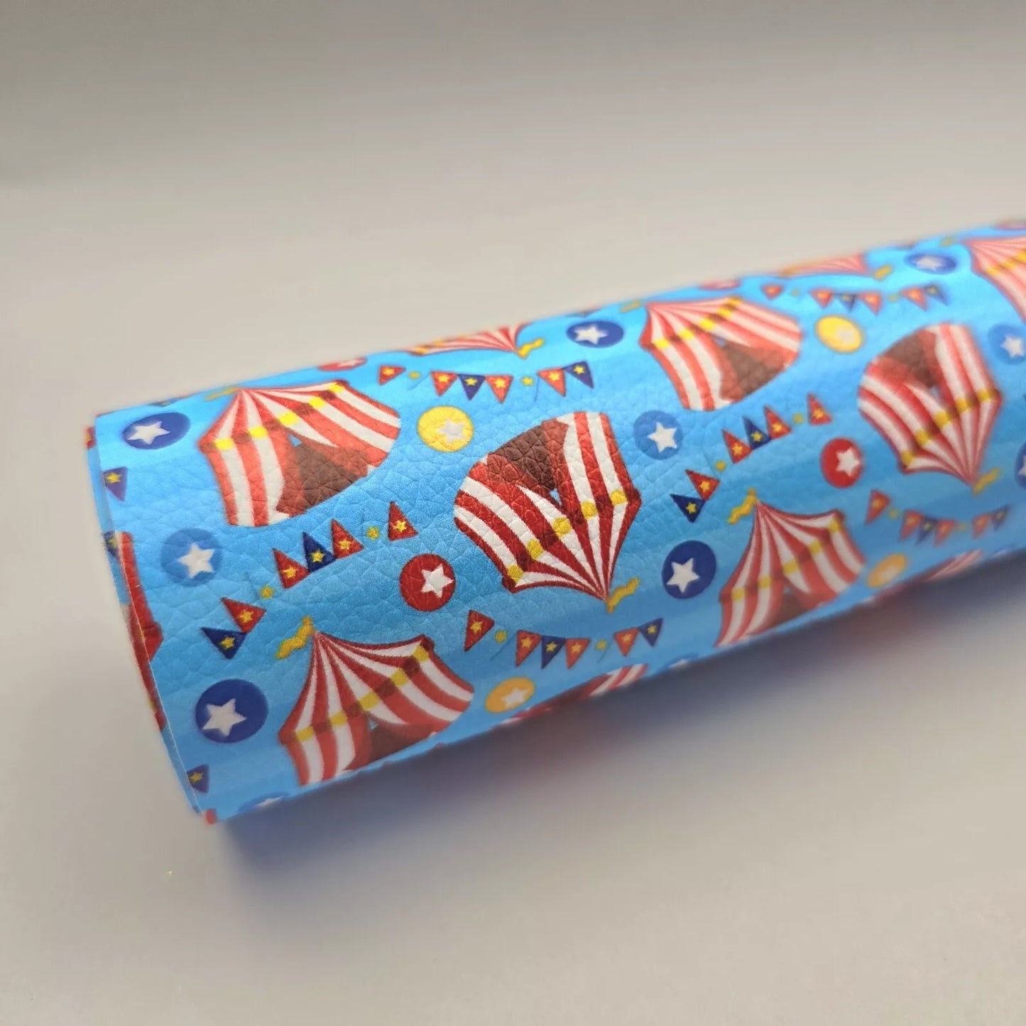 Discontinued Hair Bow Making Fabric. Faux Leather. Circus Big Top.