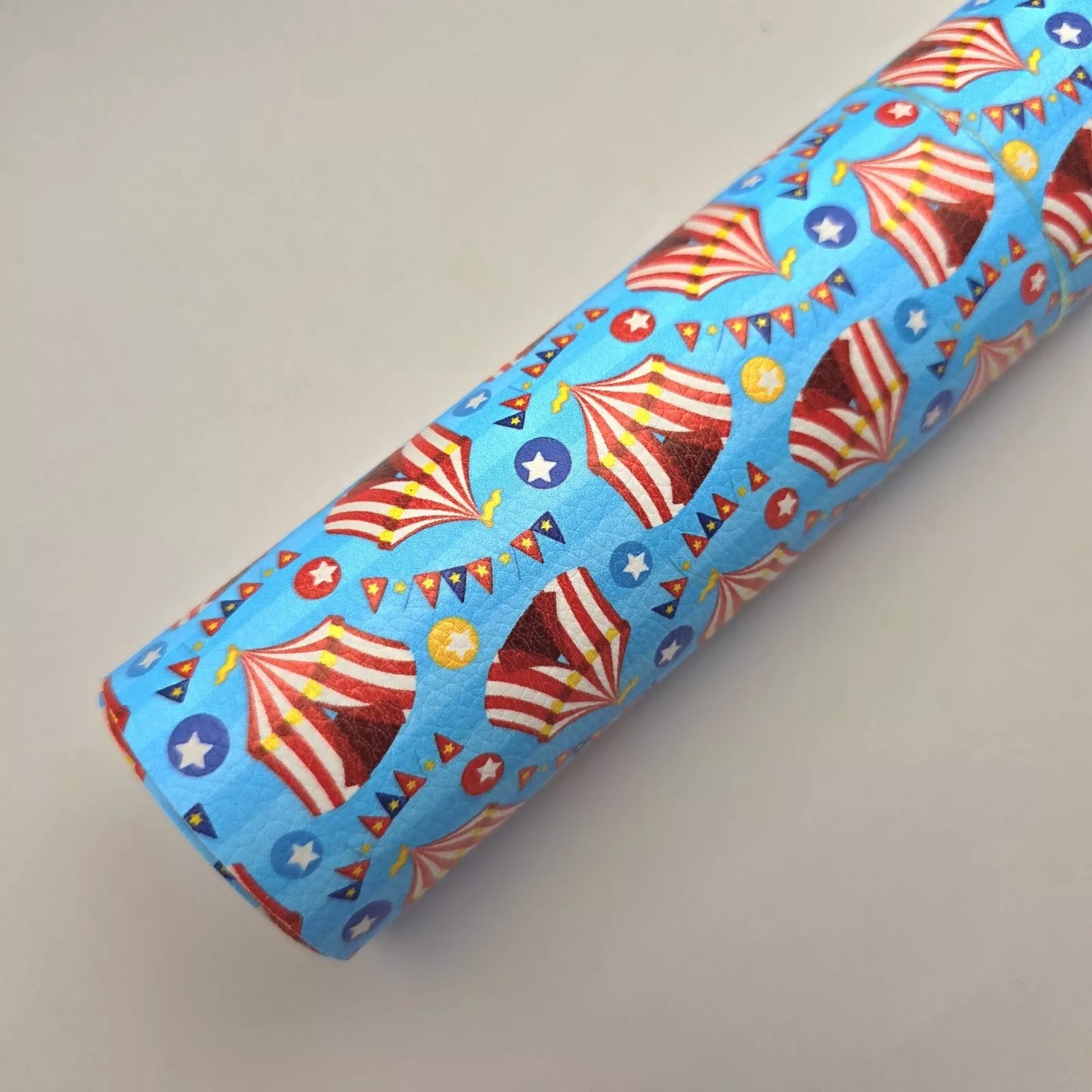 Discontinued Hair Bow Making Fabric. Faux Leather. Circus Big Top.