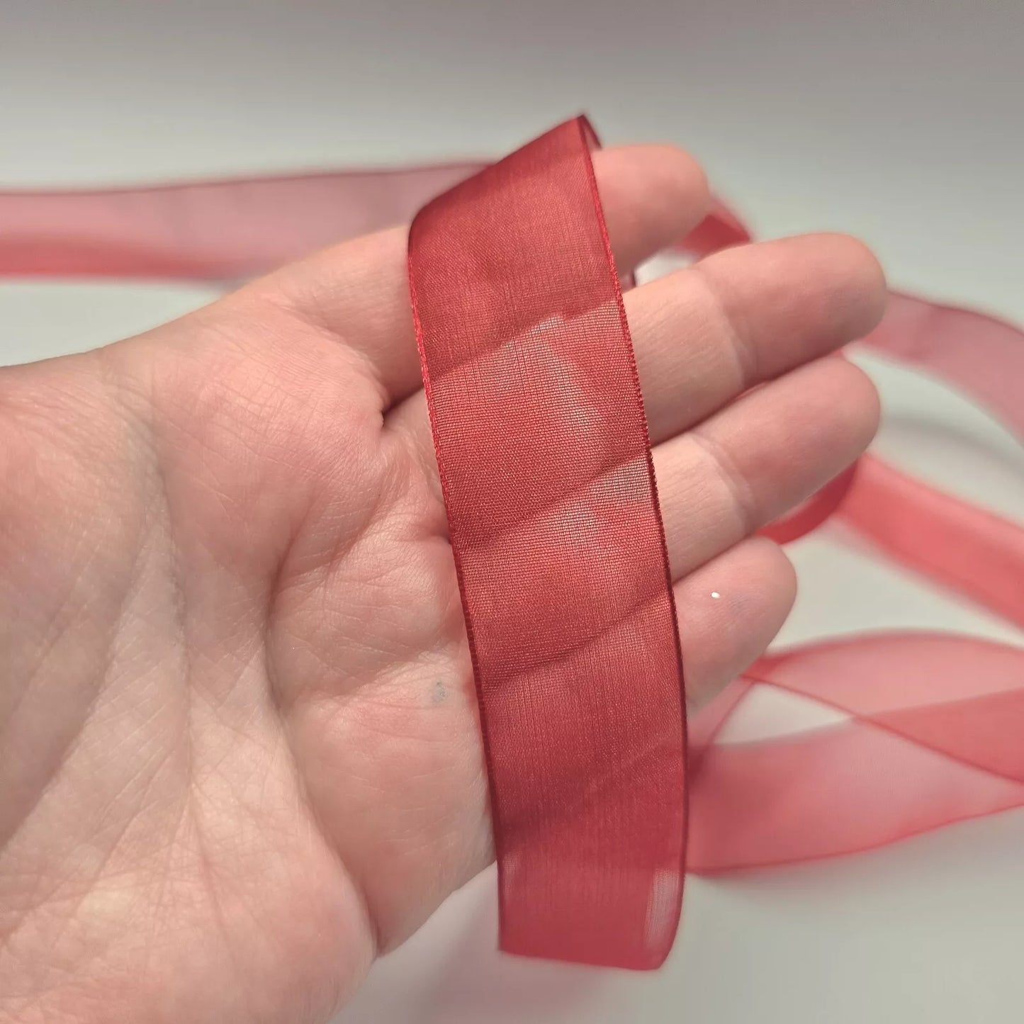 Discontinued 25mm organza Ribbon - ruby slipper red