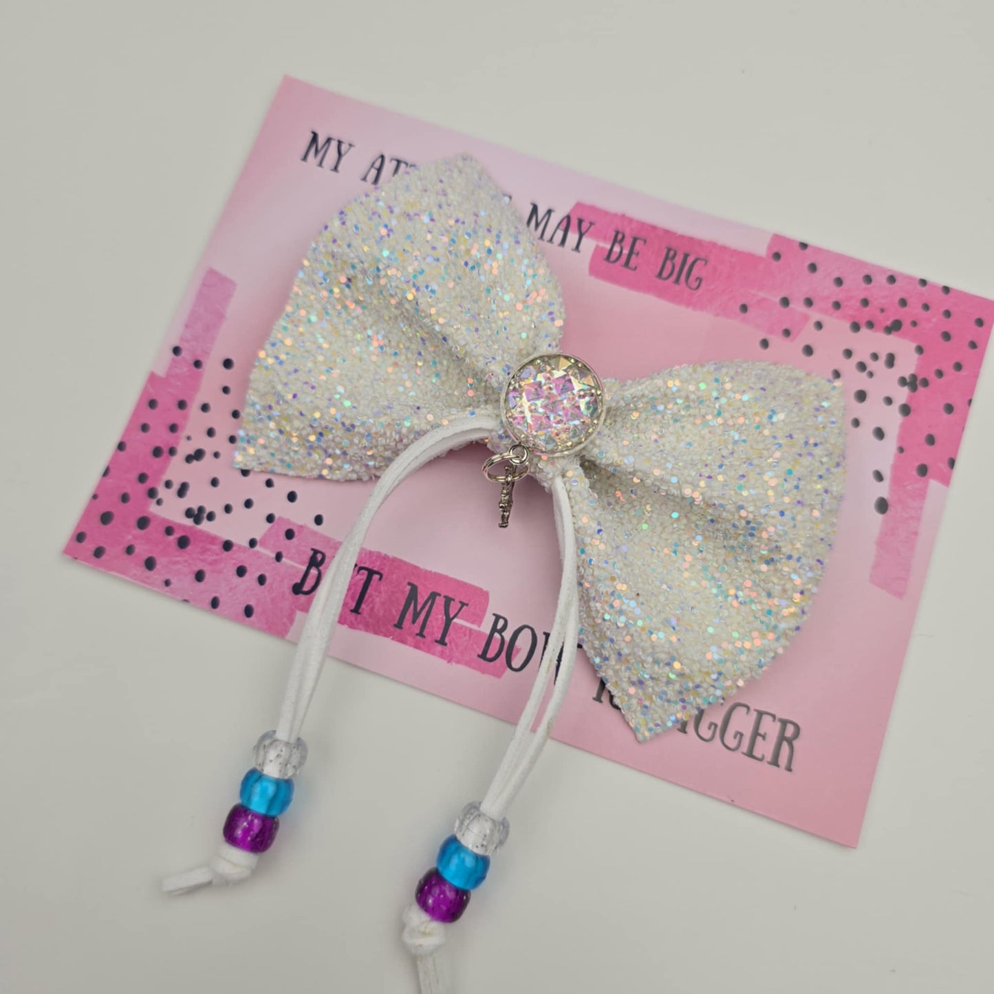 White, purple & blue Bow beads