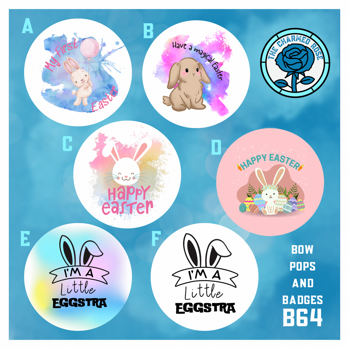 Easter themed - Bow Pops & Badges (B64)