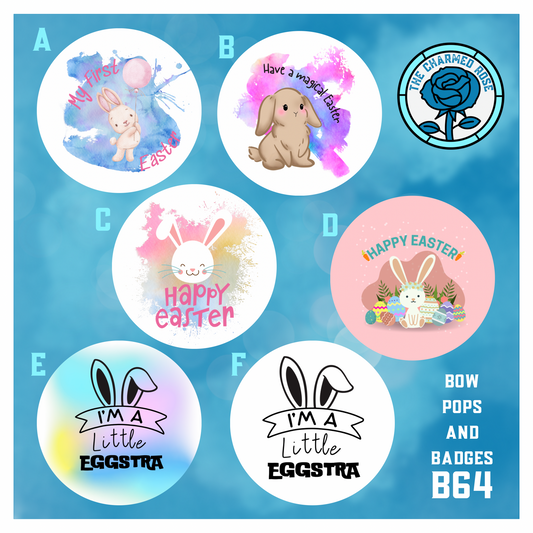 Easter themed - Bow Pops & Badges (B64)