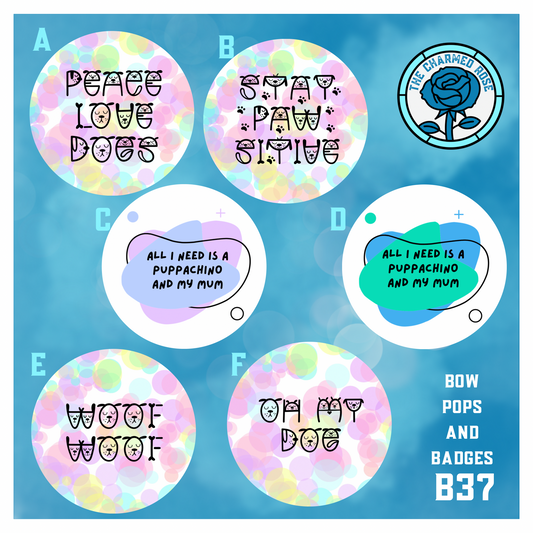 Fun Dog themed - Bow Pops & Badges (B37)