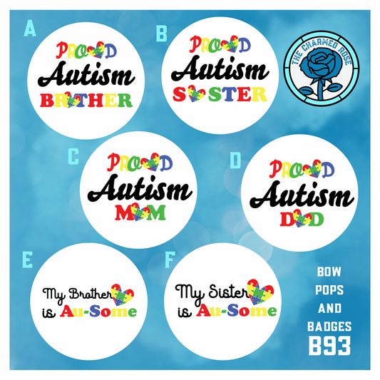 Autism awareness - Bow Pops & Badges (B93)