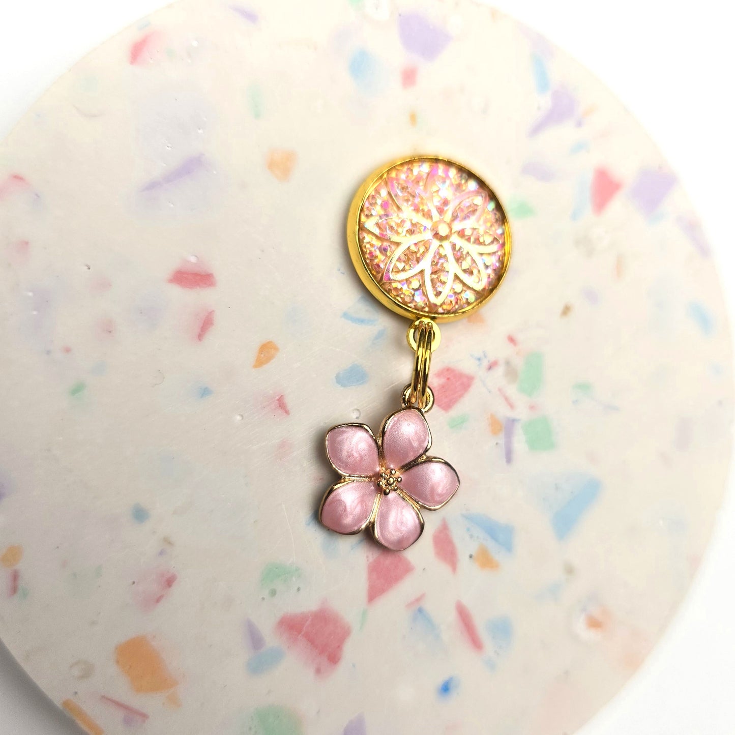 Pretty pink flower Charm Dangly