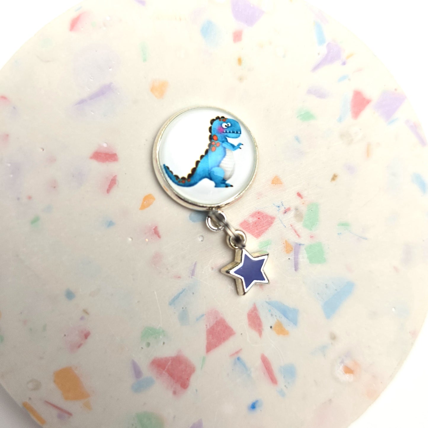 Blue Dinosaur with a star Charm Dangly