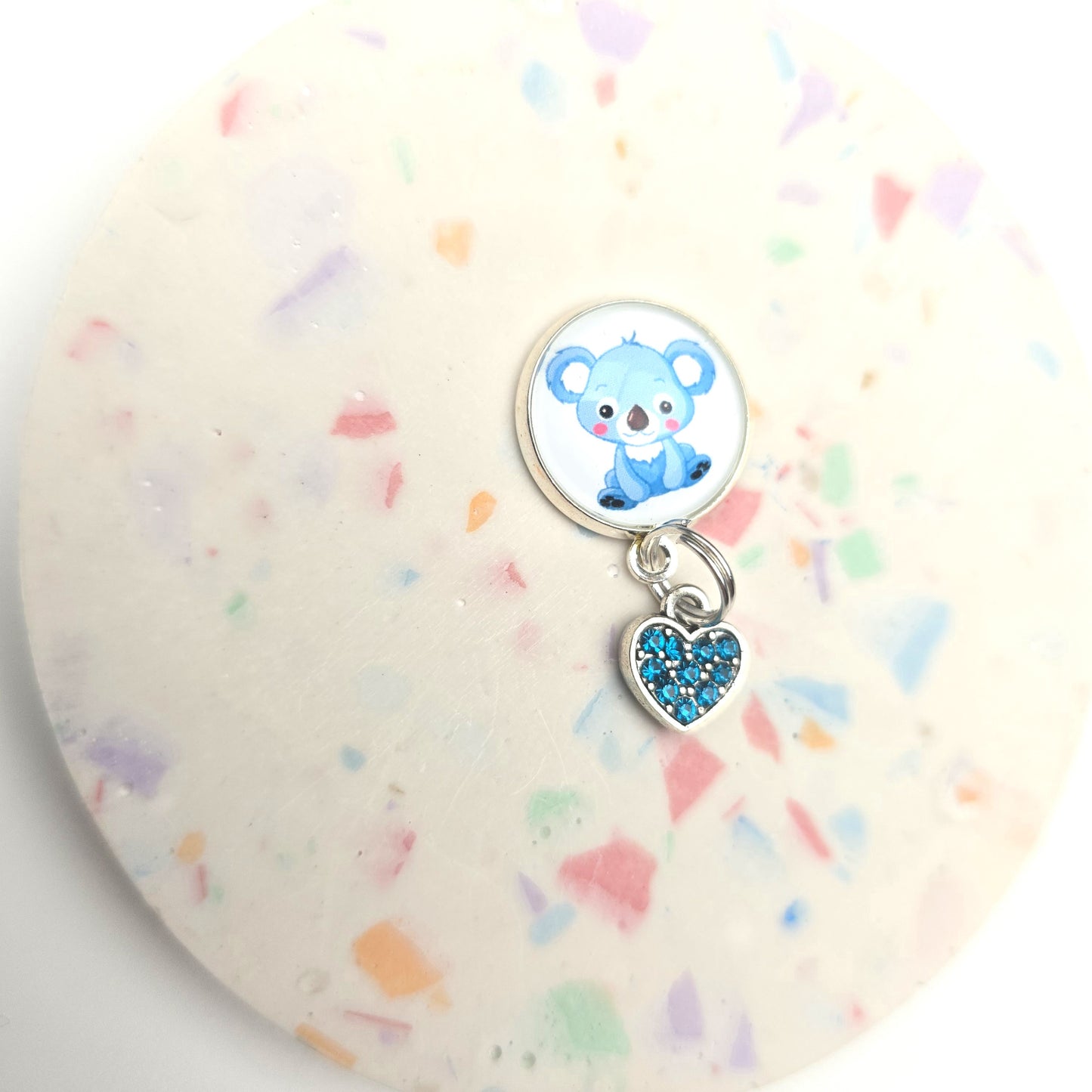 Koala with Blue Heart Charm Dangly