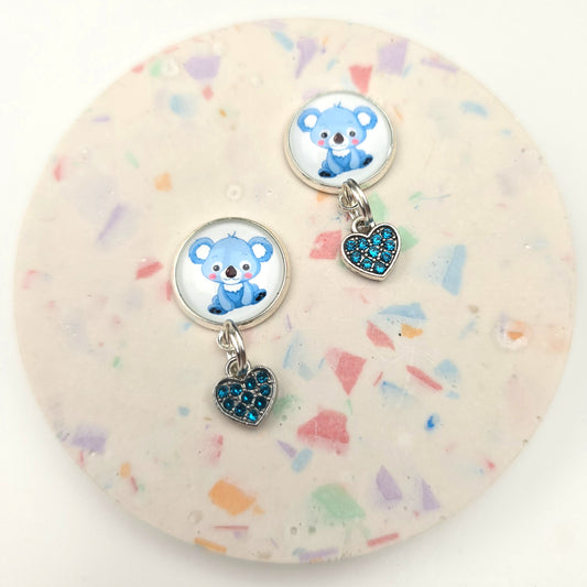 Koala with Blue Heart Charm Dangly