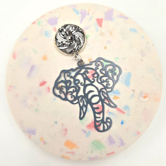 Discontinued Large Grey Elephant head Charm Dangly