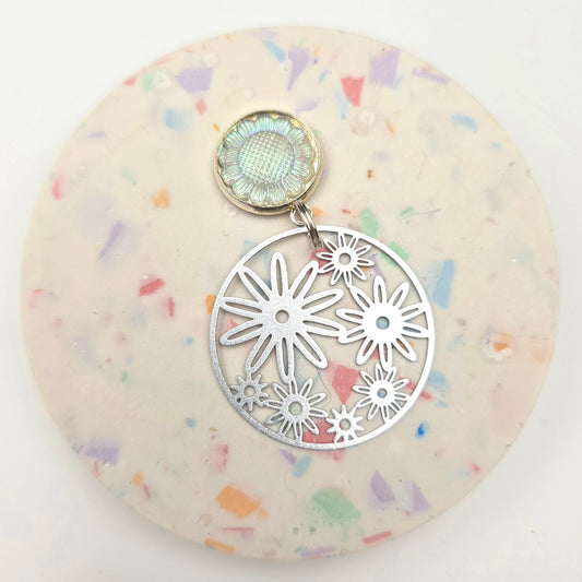 Large floral Circle Charm Dangly