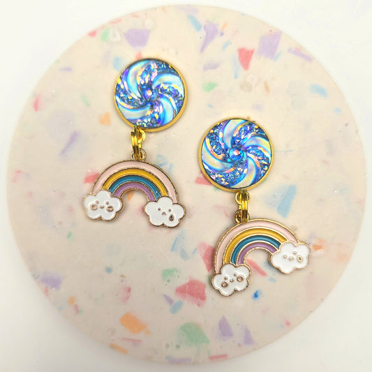 Blue Top Happy/Sad Rainbow Charm Dangly