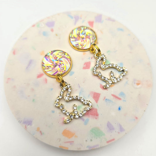 Pale Pink top with Gold Bling Bunny Charm Dangly