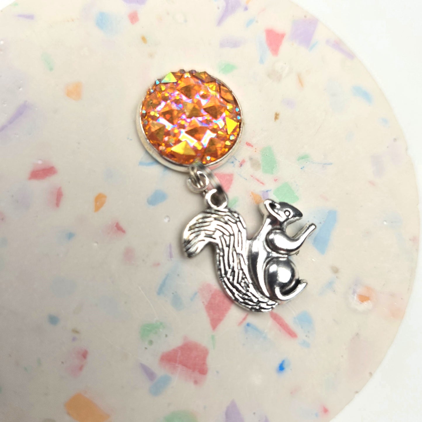 Discontinued Orange Top with Squirrel Charm Dangly