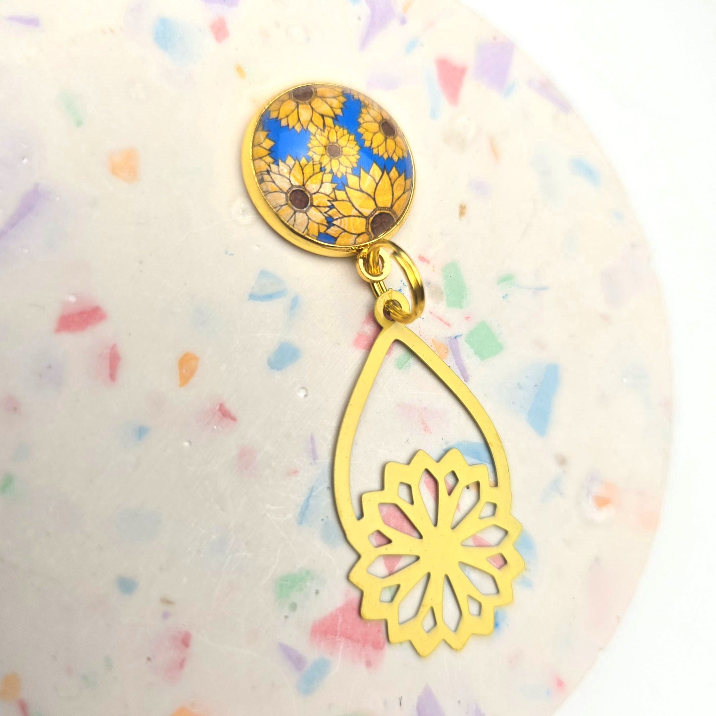 Fancy Sunflower Charm Dangly