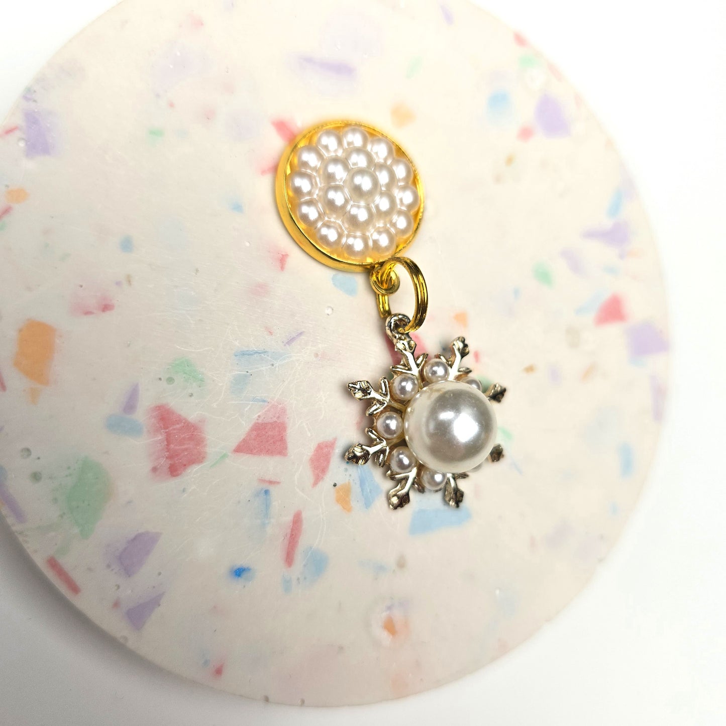 Chunky Pearl snowflake Charm Dangly