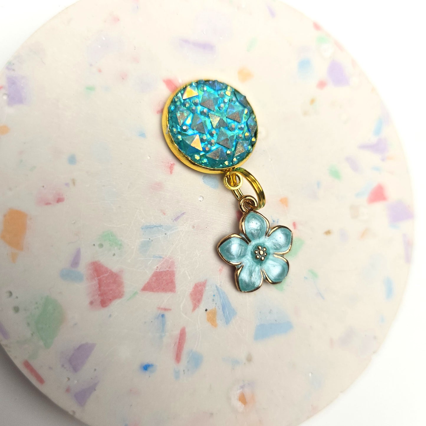 Pretty Blue Flower Charm Dangly