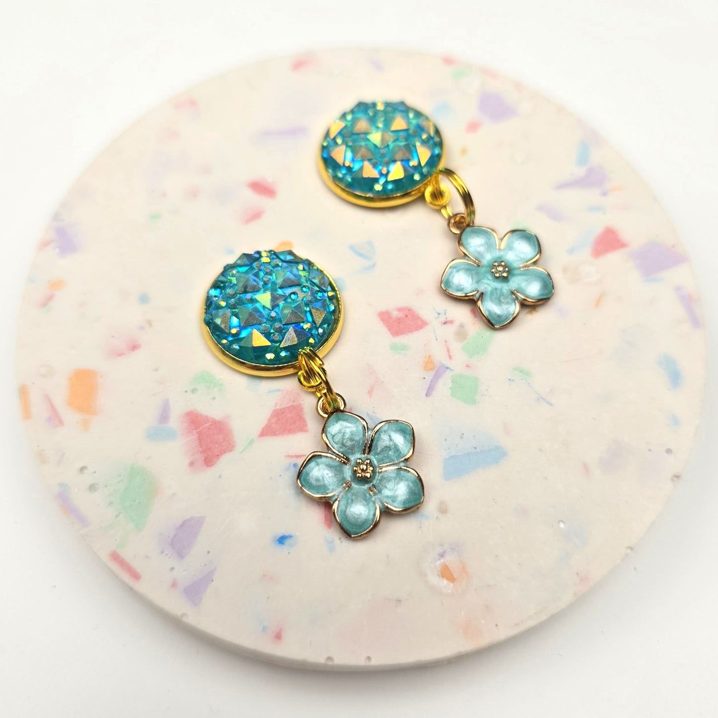 Pretty Blue Flower Charm Dangly