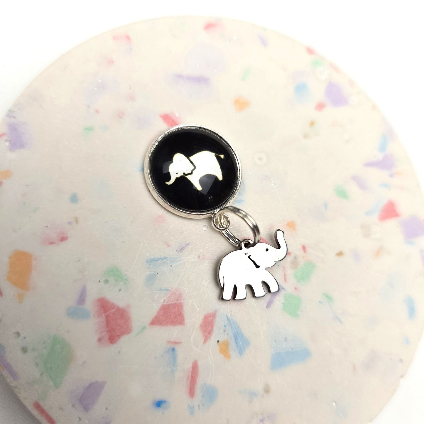 Black top little elephant Charm Dangly