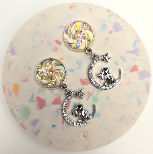 Pale Pink Bunny Moon Charm Dangly