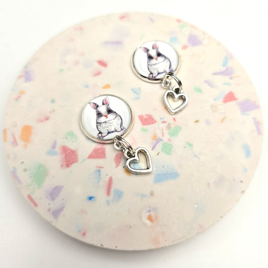 Discontinued White Rabbit with a heart Charm Dangly