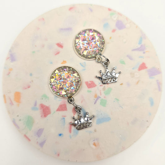 Discontinued Delicate silver crown Charm Dangly