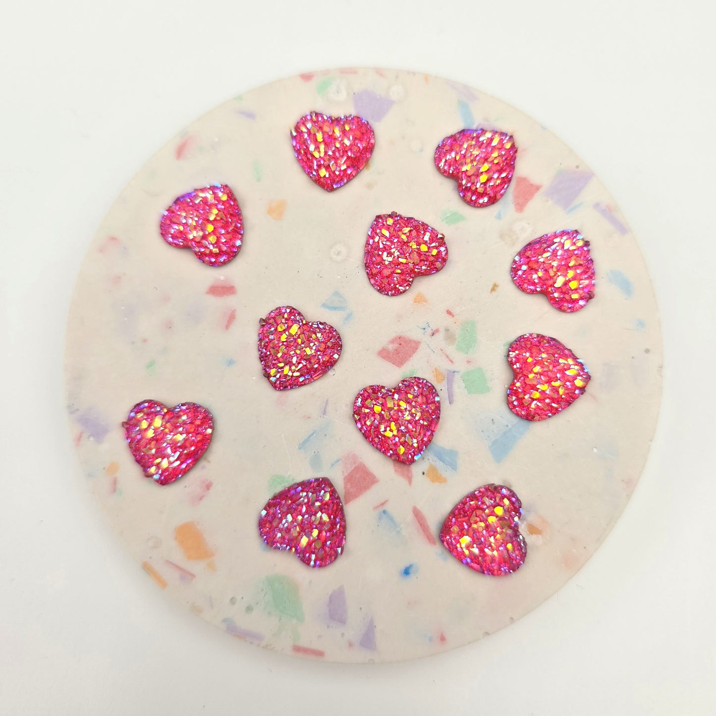 Flat Back Embellishment - Mini Glitter Hearts - Dark Pink