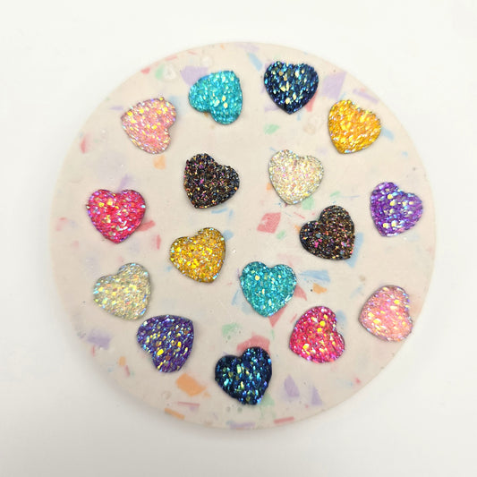 Flat Back Embellishment - Mini Glitter Hearts - Mixed colours (Pack of 20)