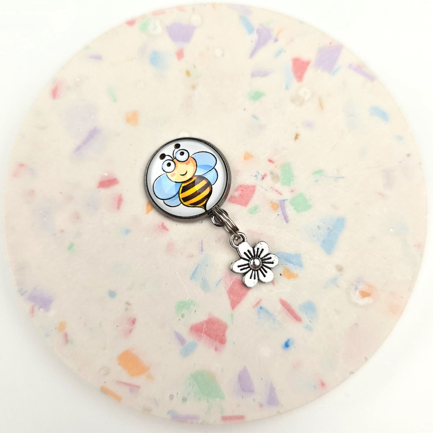 Little Bee and Flower Charm Dangly