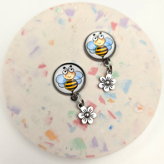 Little Bee and Flower Charm Dangly