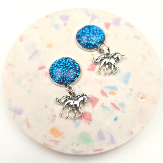 Bright Blue with a Unicorn Charm Dangly