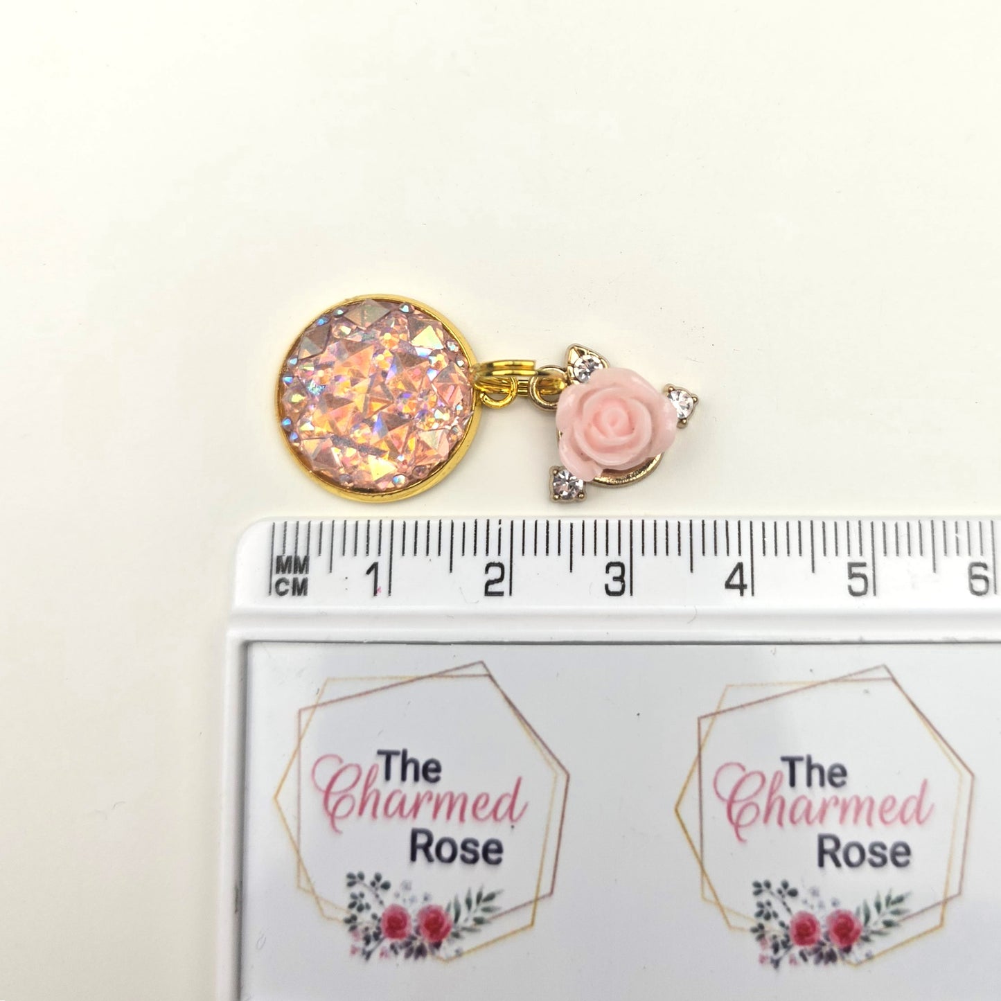 Pink Top Rose Charm Dangly