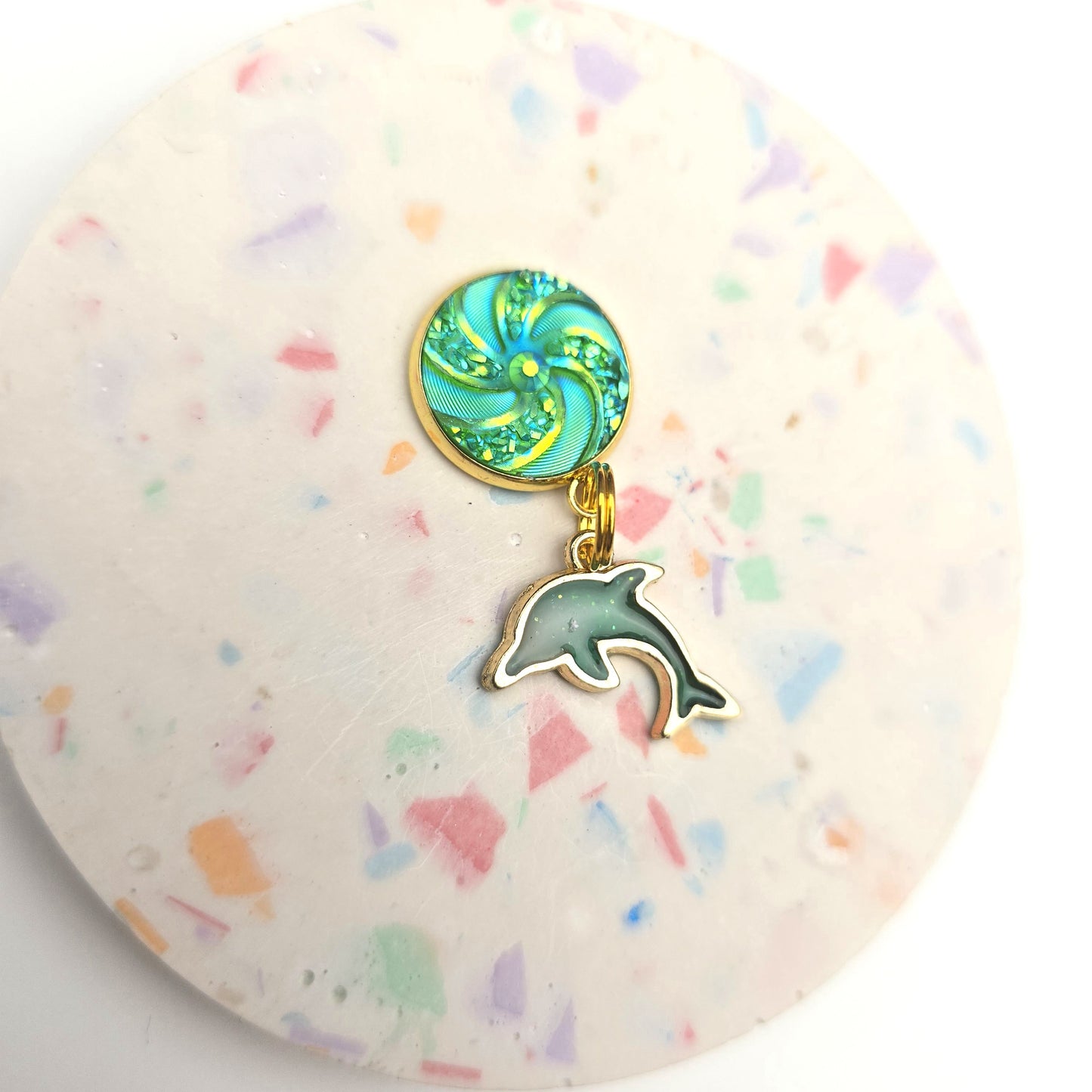 Green Dolphin Charm Dangly